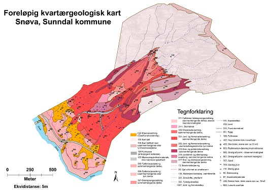 530x374 Figur 2 Foreløpig kvartærgeologisk kart Snøva
