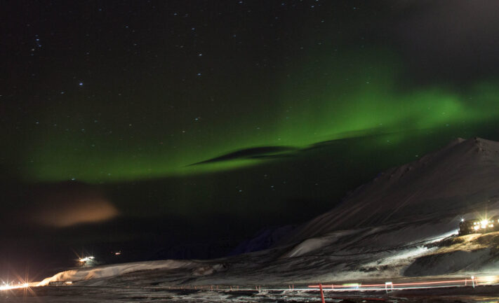 Nordlys og solstormer: Breinosa, Svalbard